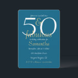 50 and Fabulous Gold Blue 50th Birthday Invitation<br><div class="desc">50 and Fabulous Gold Blue White 50th birthday</div>