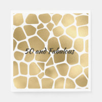 50 and Fabulous Gold Giraffe Print Abstract