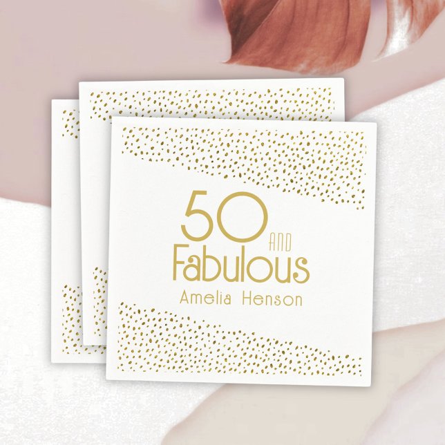50 and Fabulous Gold Glitter 50th Birthday Napkin (Creator Uploaded)