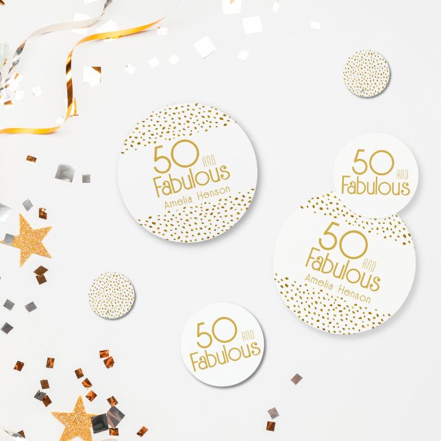 50 and Fabulous Gold Glitter 50th Birthday Party  Confetti (Creator Uploaded)