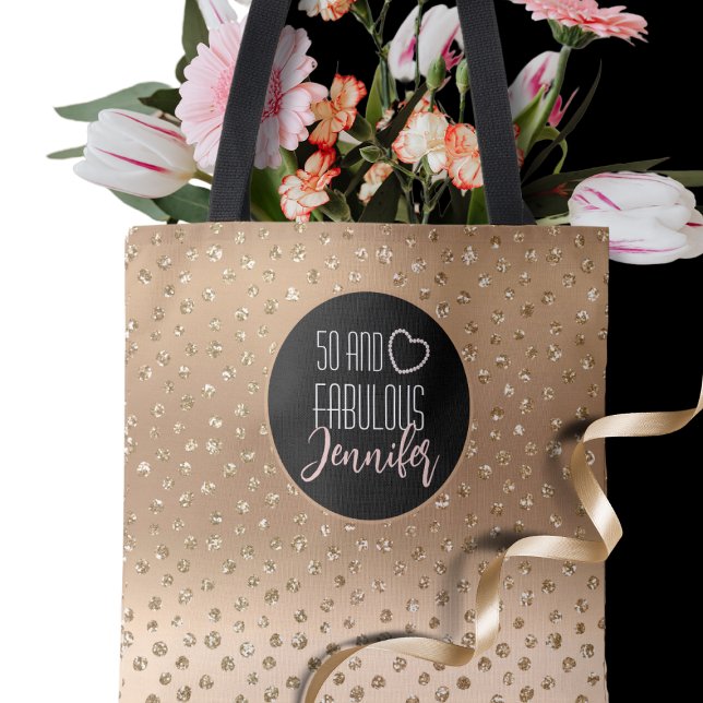 50 and Fabulous Gold Glitter Sparkle Girly 50th  Tote Bag (Creator Uploaded)
