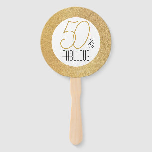 50 and Fabulous Gold Personalised Birthday Party Hand Fan