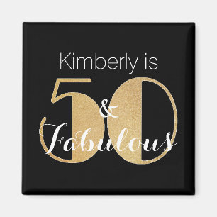 50 and Fabulous Gold Personalised Birthday Party Magnet