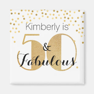 50 and Fabulous Gold Personalised Birthday Party Magnet