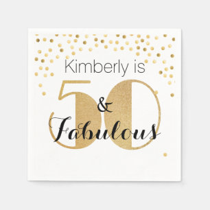 50 and Fabulous Gold Personalised Birthday Party Napkin