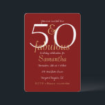 50 and Fabulous Gold Red 50th Birthday Invitation<br><div class="desc">50 and Fabulous Gold Red White 50th birthday</div>
