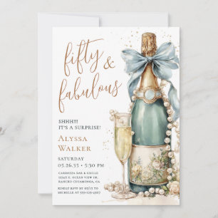50 And Fabulous Gold Script Surprise Party Invitation