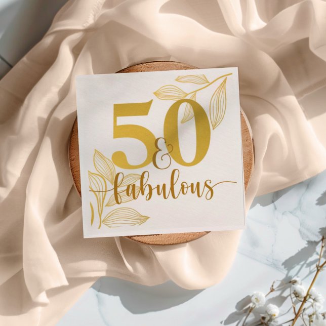 50 and fabulous gold typography  napkin (Creator Uploaded)