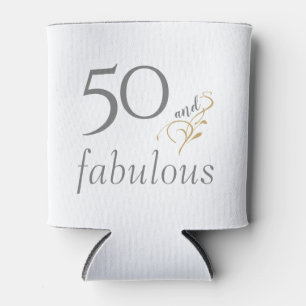 50 and fabulous Gray & Gold Custom 50th Birthday Can Cooler
