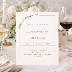 50 and fabulous ivory birthday invitation