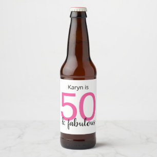 50 and Fabulous Ladies 50th Birthday Party Beer Bottle Label