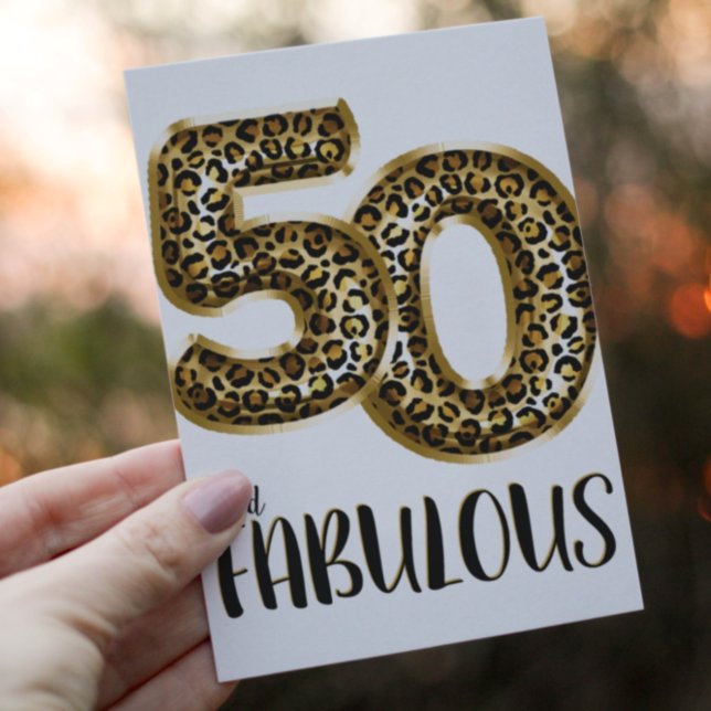 50 and Fabulous Leopard Foil Balloon Photo Invitation (Creator Uploaded)
