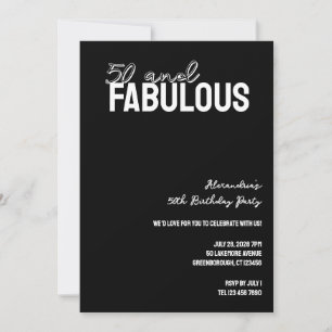 50 and Fabulous Modern 50th Birthday Party Invitation