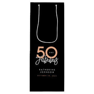 50 and Fabulous Modern 50th Birthday  Wine Gift Bag