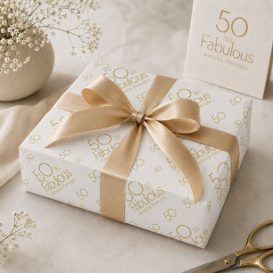 50 and Fabulous Modern 50th Birthday Wrapping Paper