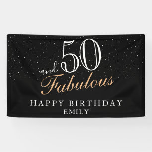 50 and Fabulous Modern Black 50th Birthday Banner