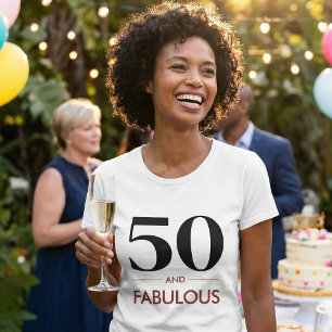 50 And Fabulous Modern Minimal Birthday Saying T-Shirt