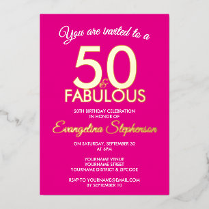 50 and Fabulous Modern Pink Gold 50th Birthday