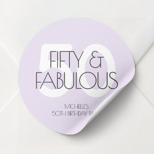 50 and fabulous Modern Purple Fifty Birthday Party Classic Round Sticker