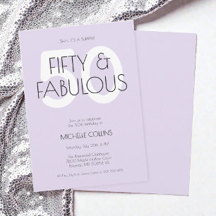 50 and fabulous Modern Purple Fifty Birthday Party Invitation