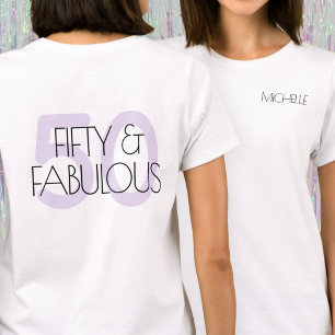 50 and fabulous Modern Purple Fifty Birthday Party T-Shirt