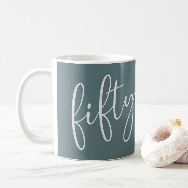 50 and Fabulous Modern Script Mug (With Donut)