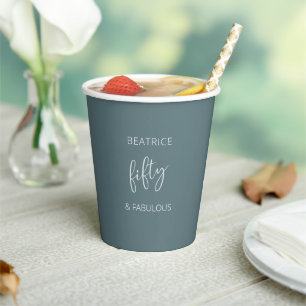 50 and Fabulous Modern Script Paper Cups