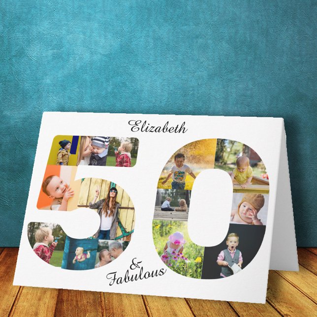50 and Fabulous Multi Photo Friend 50th Birthday Card (Creator Uploaded)