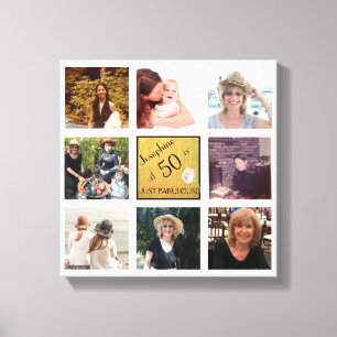 50 and Fabulous Name 8 Photo Collage Keepsake   Canvas Print