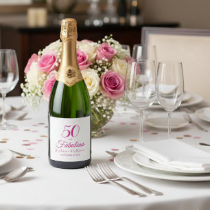 50 and Fabulous Name Date 50th Birthday Party Sparkling Wine Label