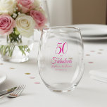 50 and Fabulous Name Date 50th Birthday Party Stemless Wine Glass<br><div class="desc">Fifty and Fabulous script minimal pink and 50th birthday party stemless wine glass that you can personalize with your name and date for your fiftieth birthday party celebration. The words "50 and Fabulous" are set using popular script font typography. The text colors can be changed using the edit menu.</div>