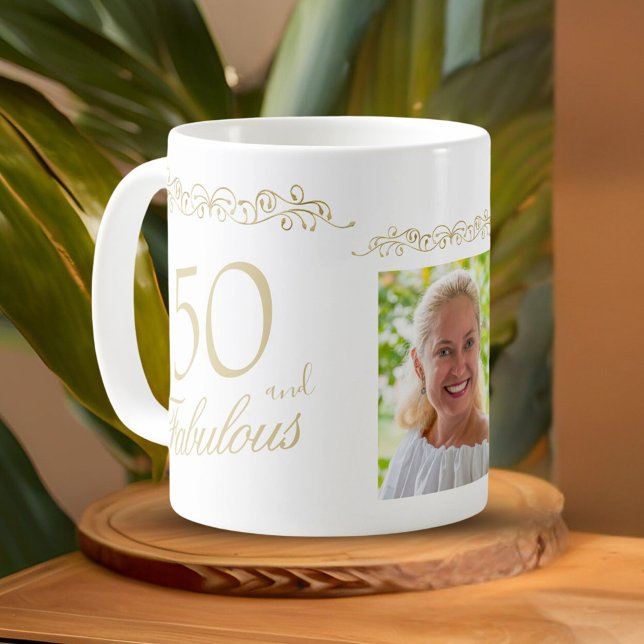 50 and Fabulous Ornament 50th Birthday Photo Coffee Mug (Creator Uploaded)