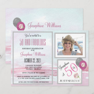50 and Fabulous Party Invitation Pink 