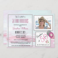 50 and Fabulous Party Invitation Pink 