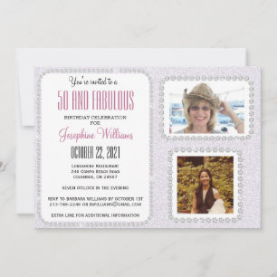 50 and Fabulous Party Photos Glam Invitation