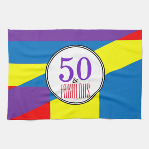 50 and Fabulous Party Tea Towel