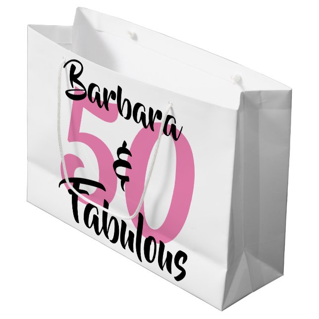 50 and Fabulous Personalised Birthday Party Large Gift Bag (Front Angled)
