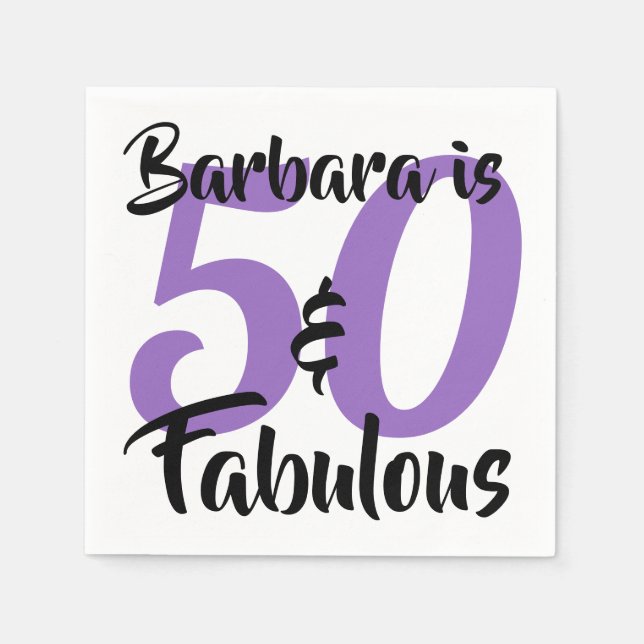 50 and Fabulous Personalised Birthday Party Napkin (Front)