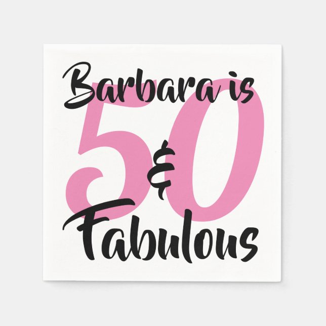 50 and Fabulous Personalised Birthday Party Napkin (Front)