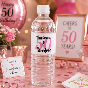 50 and Fabulous Personalised Birthday Party Water Bottle Label