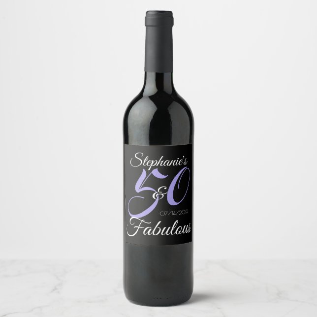 50 and Fabulous Personalised Birthday Party Wine Label (Front)