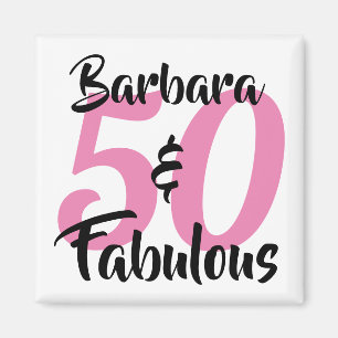 50 And Fabulous Personalised Name Birthday Pink Magnet