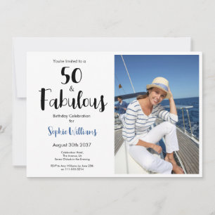50 and Fabulous Photo 50th Birthday Party Invitation