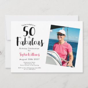 50 and Fabulous Photo 50th Birthday Party Invitation