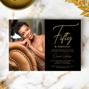 50 and Fabulous Photo 50th Birthday Party Invite