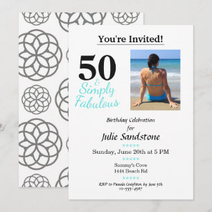 50 and Fabulous Photo Birthday Cute Invitation