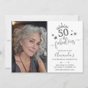 50 and Fabulous Photo Birthday Invitation