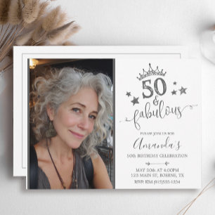 50 and Fabulous Photo Birthday Invitation