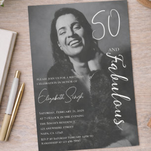 50 and Fabulous Photo Birthday Party Invitation 