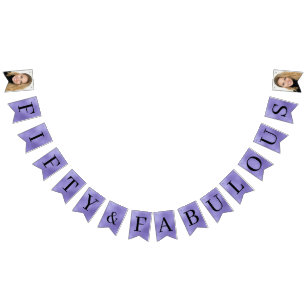50 and Fabulous Photo Purple Foil Bunting
